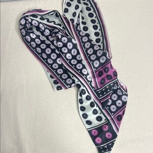 🛍️ 4 for $25 Long Skinny Scarf/tie 80x6 Black White Pink Polka Dot Striped